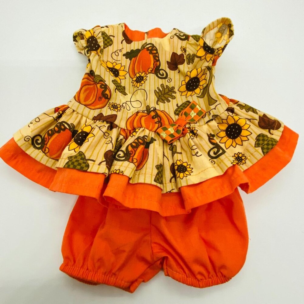 Handmade Orange Yellow 15" Doll Fall Outfit Fits Bitty Baby